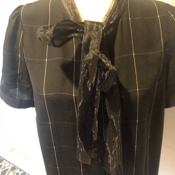 Modcloth Black Silver Shirt Organza Neck Tie NEW - Picture 6 of 9